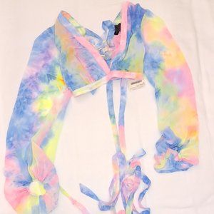 SMALL MULTI COLOR TIE DYE SUMMER / SPRING CHIFFON TOP